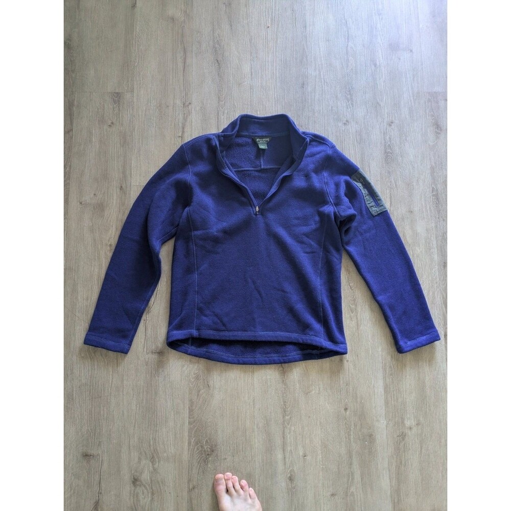 Eddie Bauer Fleece Quarter-zip Pullover M Navy Blue